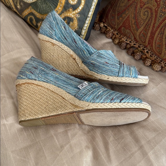 TOMS Women's Teal Espadrille Peep-Toe Shoes 9 1/2 - Picture 10 of 16